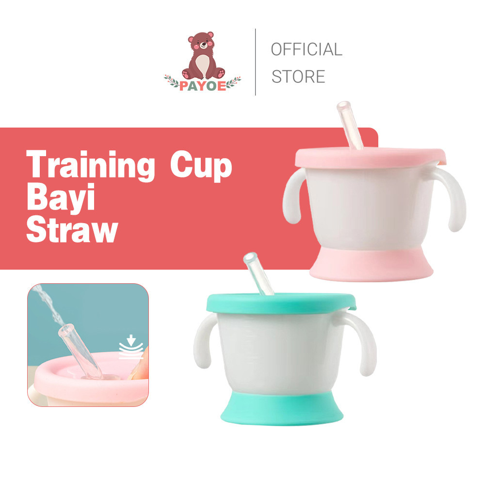 PAYOE Training Cup Bayi Straw Training Mug Baby Sedotan Anti Tumpah Gelas Minum Cangkir Bayi
