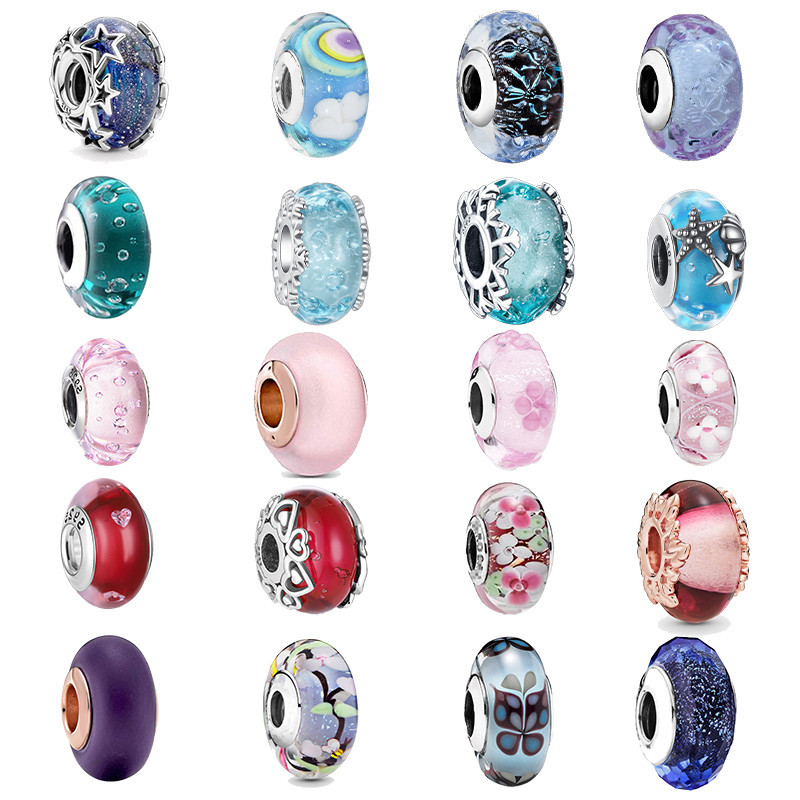 

925 silver Butterfly Star Galaxy glass bead pendant charms fit Pandora original bracelet charm bead necklace Diy female jewelry
