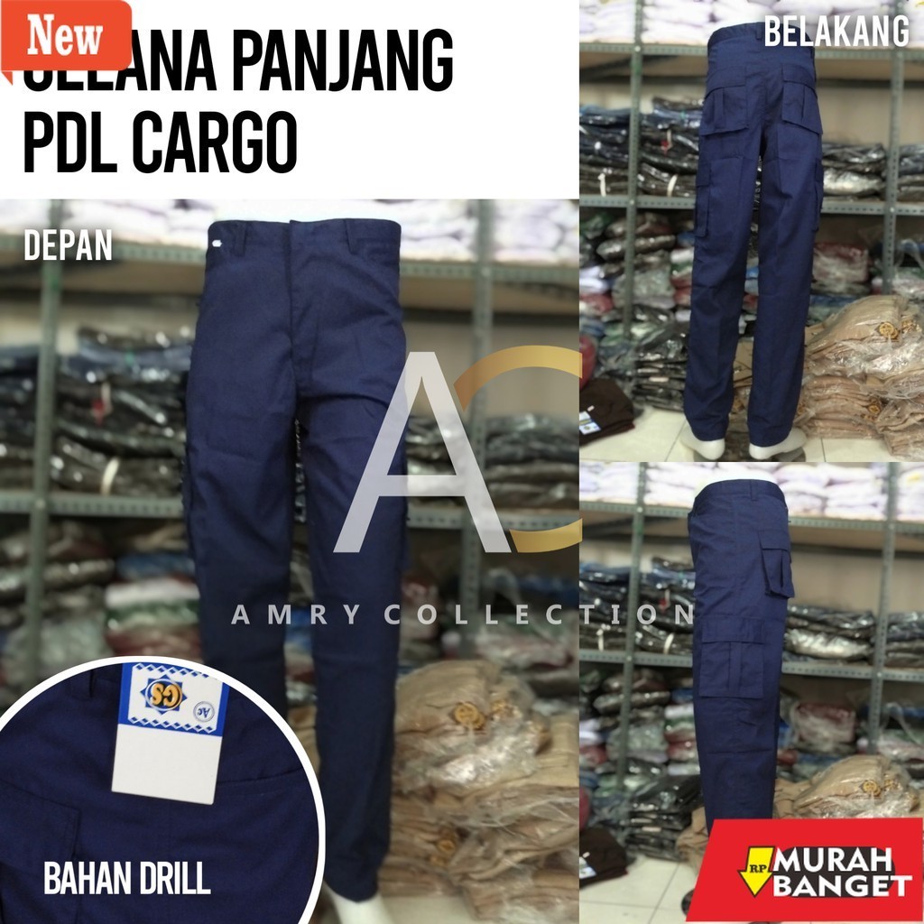 Celana kerja lapangan pria yg lagi viral- Termurah Celana PDL Dewasa Biru Dongker Japan Drill