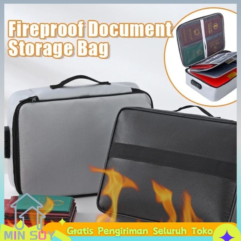 

【COD】Tas Dokumen File Anti Air Dan Api Waterproof Dengan Combination Lock Travel Bag 3 Layer Storage Bag Sertifikat File Tempat Dokumen