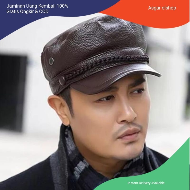 Topi kulit topi nahkoda kulit asli topi nahkoda pelaut