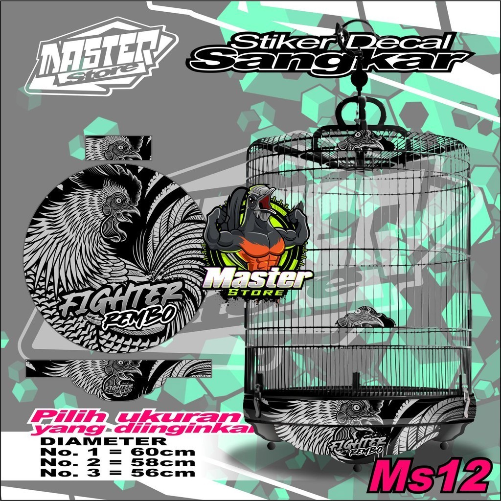 Stiker Decal Sangkar Bulat Murai FIGHTER REMBO High Quality BISA REQUEST