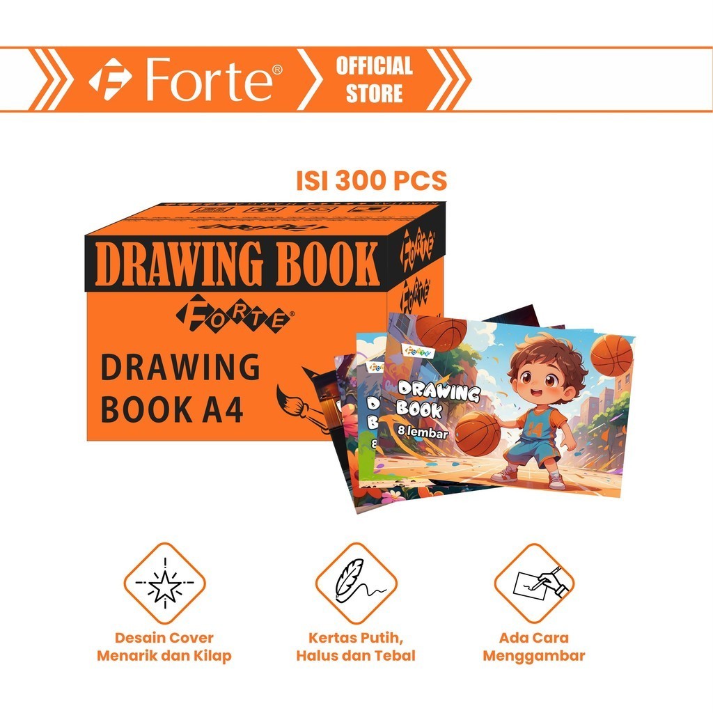 

[Forte] [Ctn/300pcs] Buku Gambar Drawing Book Design A4