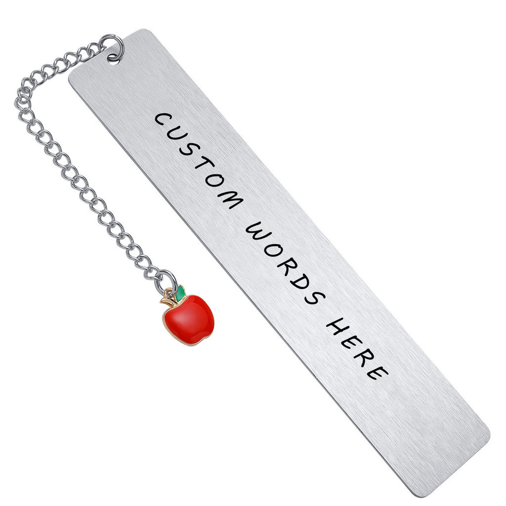 

Mprainbow Personalized Geometric Bookmark,Red Apple Custom Name Motto Quotes Book Mark,Accessory Gift to Readers Him
