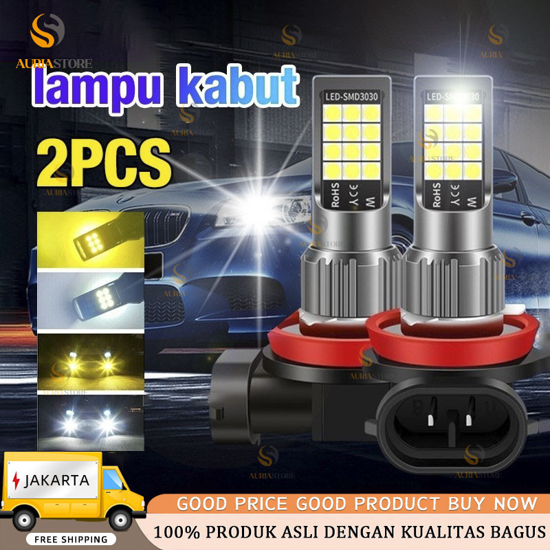 2PCS Lampu LED Mobil H4 Super Terang Lampu LED Putih H11 Two Color 24SMD untuk Headlight / Fog lamp 