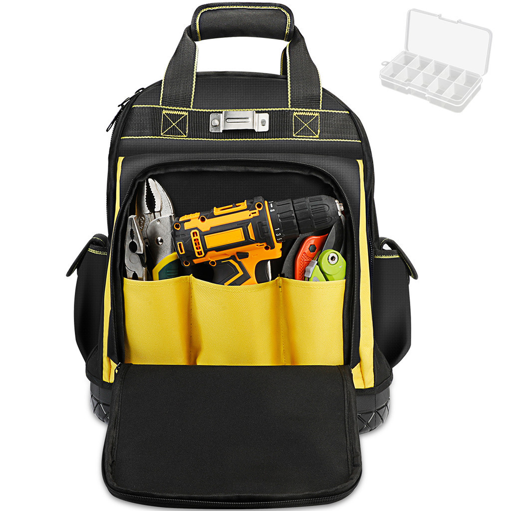 Tool Backpack Multiple Pockets Large Capacity Rubber Base Wear-Resistant and Durable Multifunctional