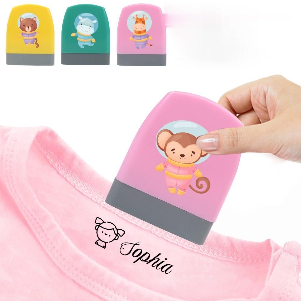 

Cute Cartoon Animals Astronaut Personalized Stamps For Kids Student Clothes Chapter No Fade Security Waterproof Mark Stamp name