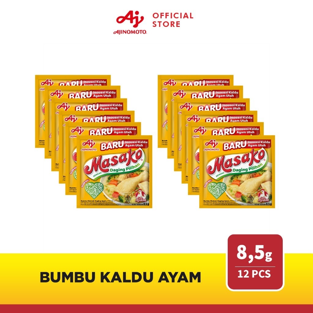 

Masako Bumbu Kaldu Ayam Penyedap Rasa 8.5g (12 pcs) Primer