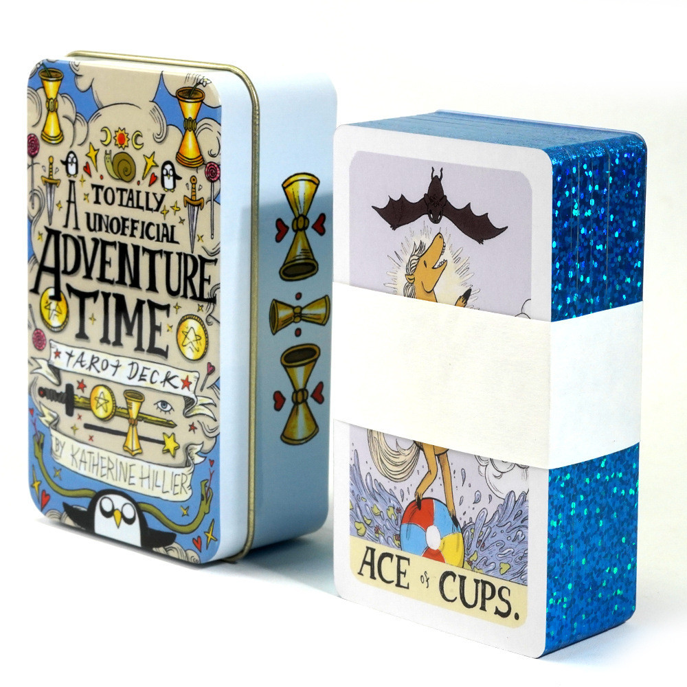 

Newset Adventure Time Tarot Deck the AdventureTin Metal Box High Quality 78 Cards Gilded Edge with Paper Guidebook Board Games