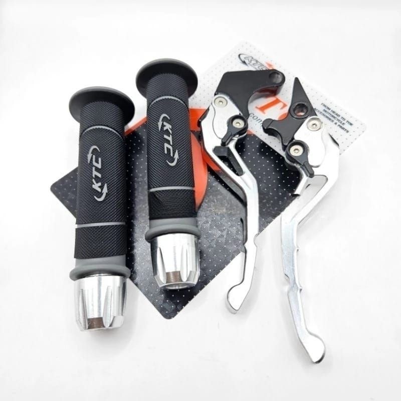 Handgrip KTC Original HG55 + Jalu Stang CNC + Handle Rem Stelan CNC  Handgrip Motor Nmax Aerox Handg