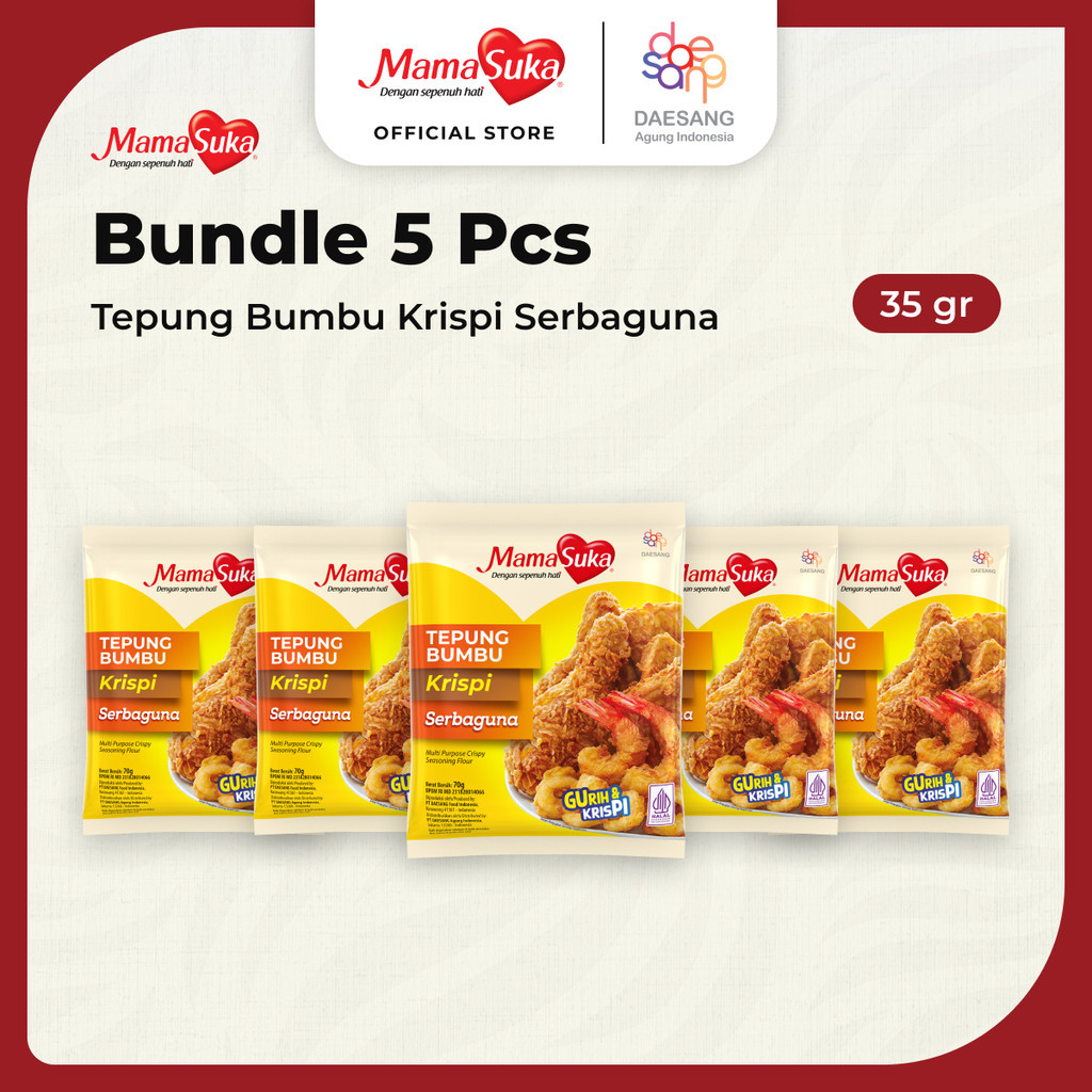 

Bundle 5 pcs - MamaSuka Tepung Bumbu Krispi Serbaguna 35 gr