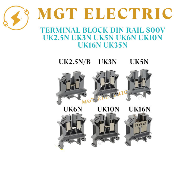 Terminal Block Din Rail 800V UK2.5N UK3N UK5N UK6N UK10N UK16N UK35N