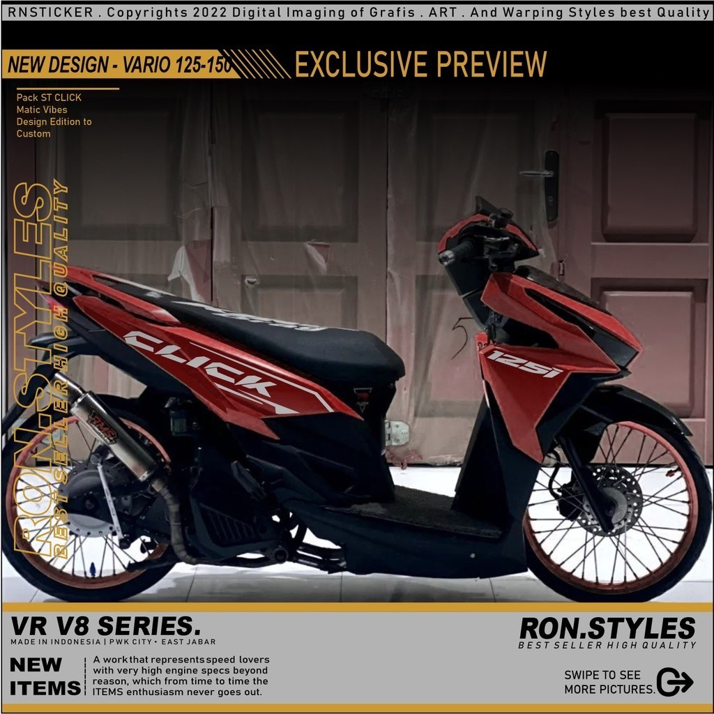 CUTTING STRIPING VARIASI VARIO 125-150 LED CLICK SIMPLE STIKER CLICK STRIPING CLICK STIKER VARIO LED