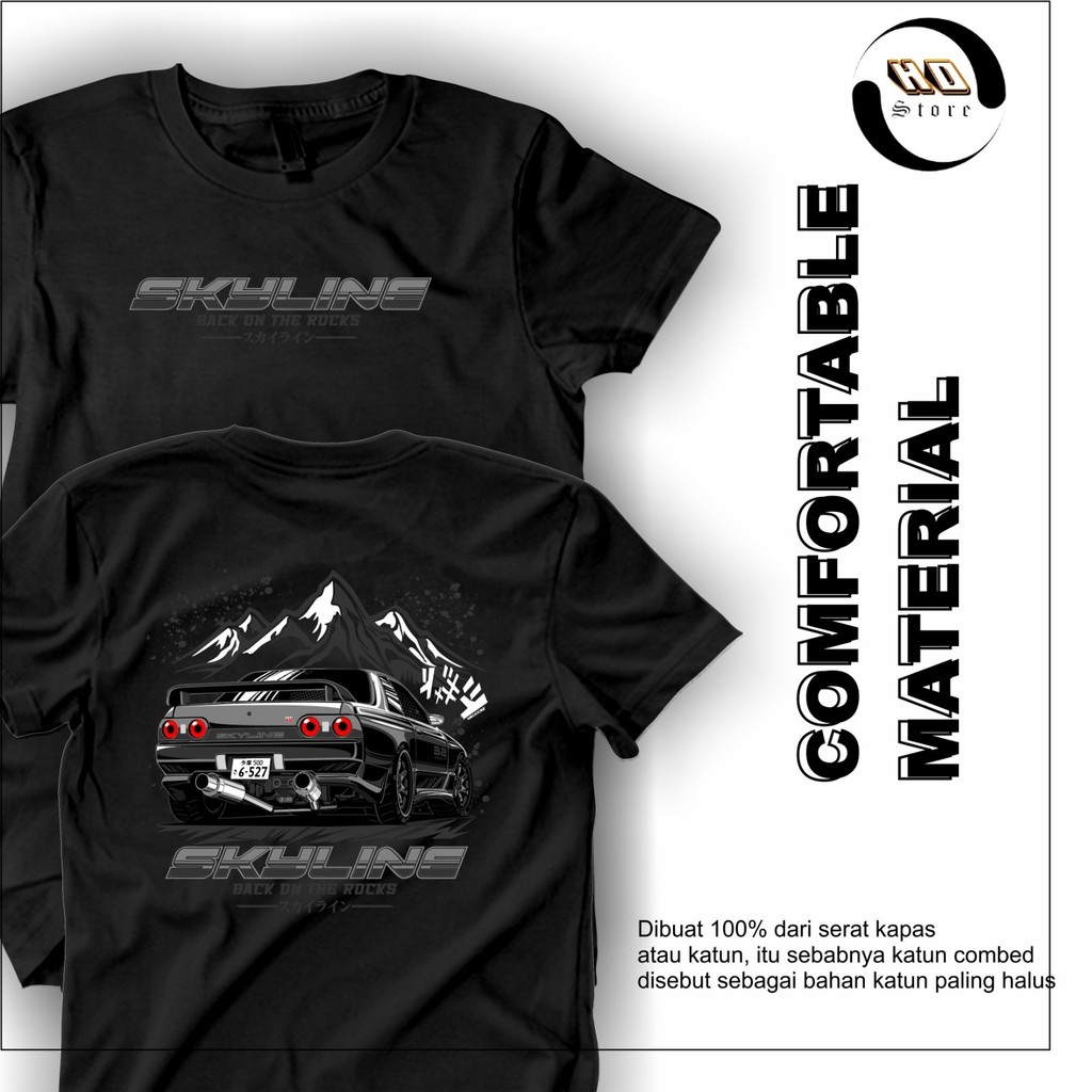 Kaos Distro Pria Mobil Skyline JDM Otomotif  Tshirt Distro Unisex Katun Combed Premium Baju Oblong