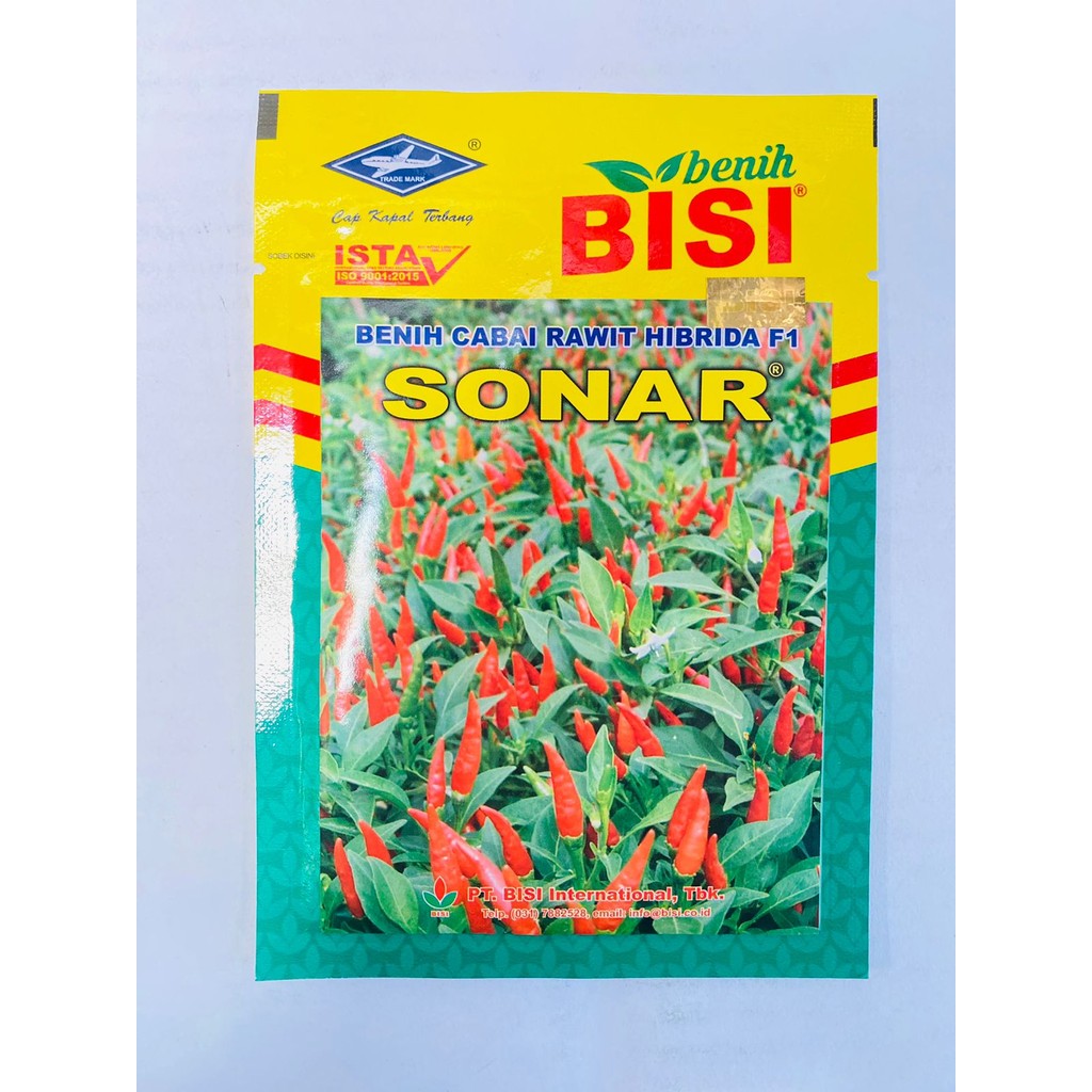 Benih Cabai Cabe Rawit Tipe Tegak F1 SONAR Toleran Virus isi kemasan 10gr dari Benih Bisi Cap Kapal 