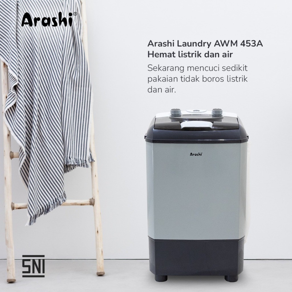 Mesin Cuci Arashi Laundry AWM 453A /  Mesin Cuci 1 Tabung - VV