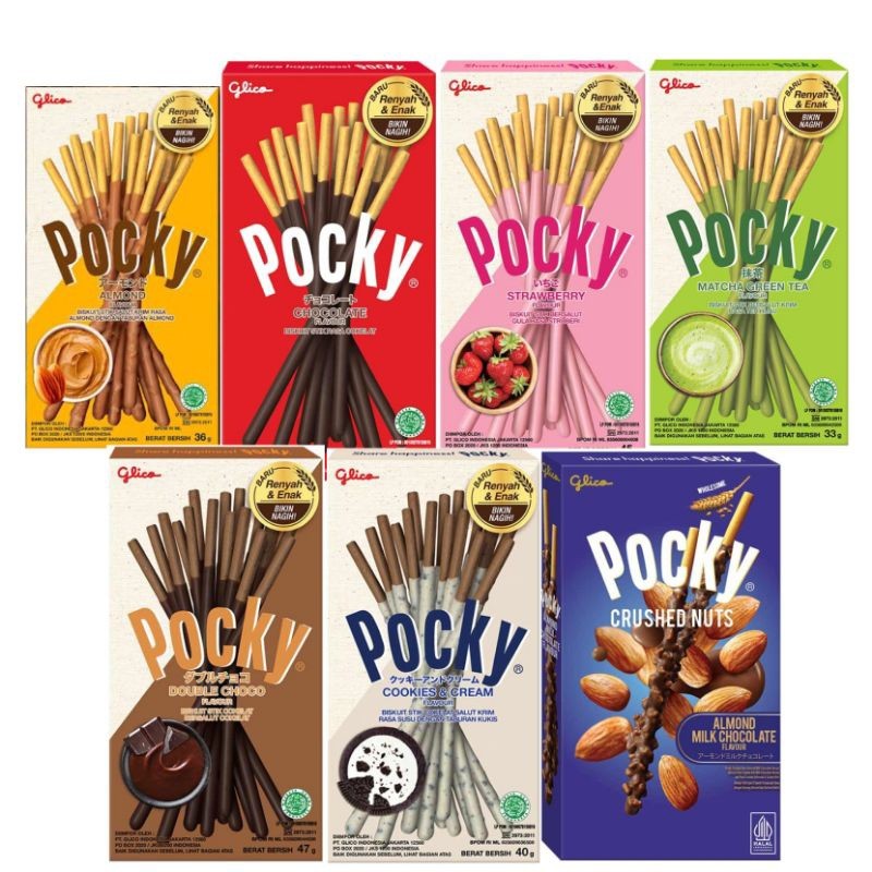 

POCKY Biskuit Stick Per box | Strawberry Matcha Cookies Cream Double chocolate Almond Crushed nut