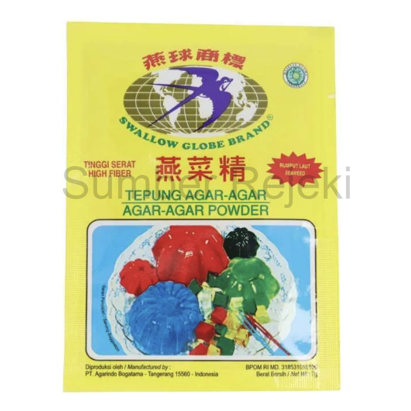 

SWALLOW GLOBE AGAR AGAR 7 GRAM | PLAIN (PUTIH) MERAH HIJAU COKLAT | JELI PUDDING