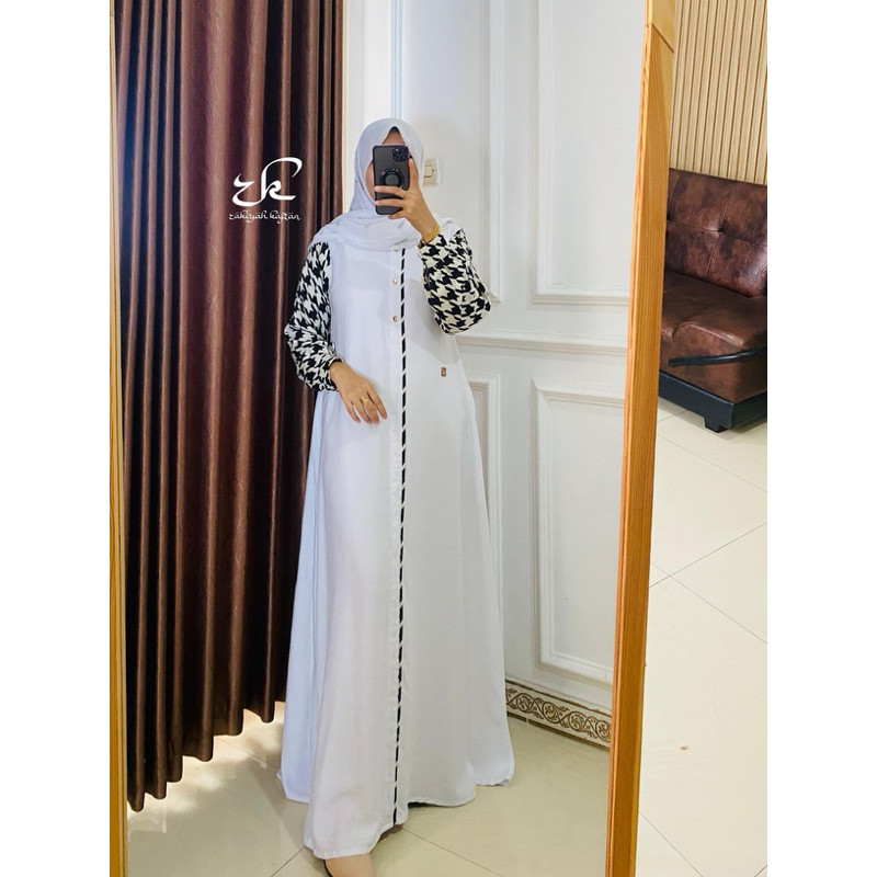 gamis terbaru zakiyah kaftan. bahan twill uniqlo