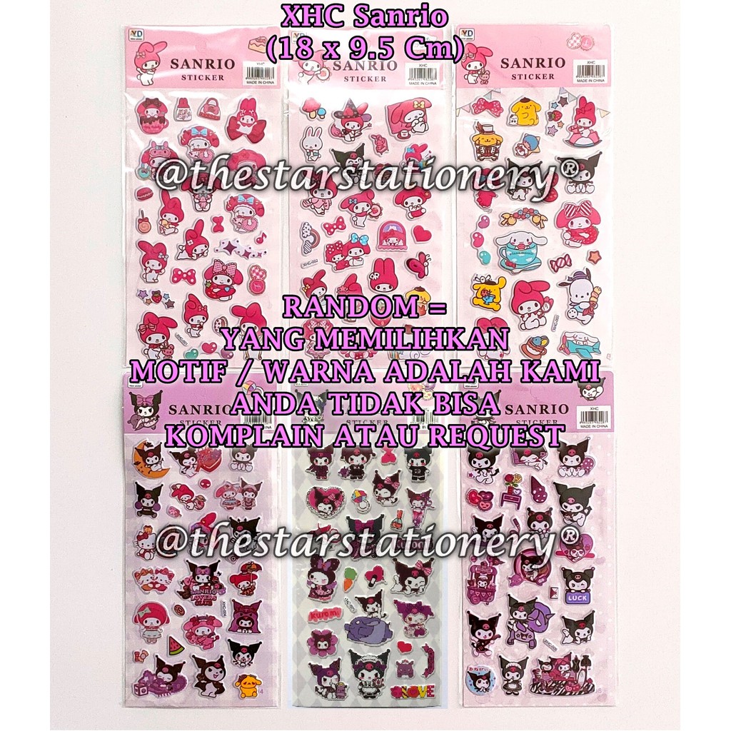 

(1 Set) Sticker Sanrio Timbul 18 x 9.5 Cm / Sticker XHC Sanrio / Sticker Hias / Sticker Tempel