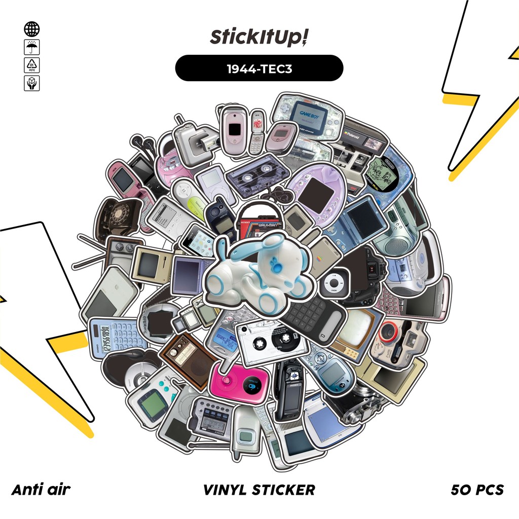 

COD✨ 50 Pcs Stiker Pack VINTAGE TECH DEVICE MIX 03 Lucu Aesthetic Vynil Waterproof untuk Freebies Sticker Buku Journal Casing HP Laptop