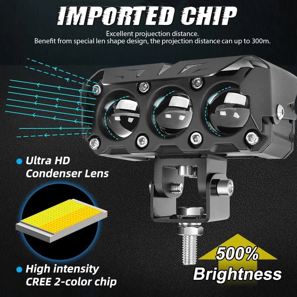 Tagcore Lampu Tembak Led Laser/3 Mata Lensa Putihkuning Ada Kipas/Lampu Sorot Laser 3 Mata 2