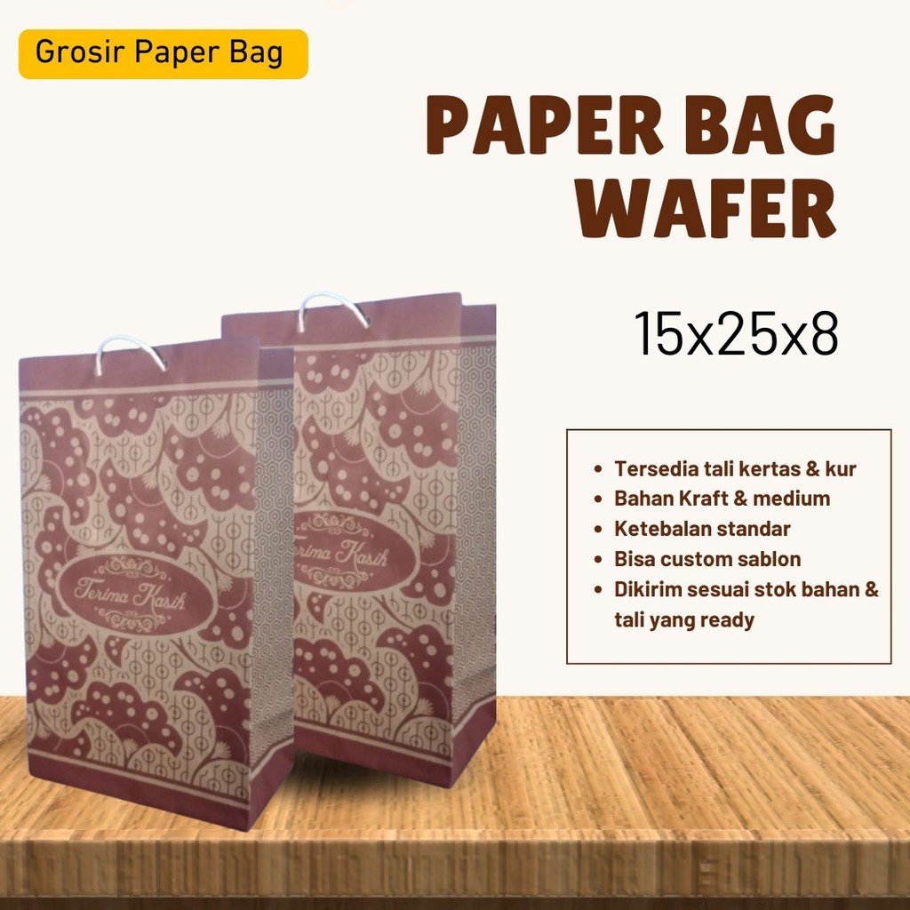 

PAPERBAG WAFER MOTIF BATIK /15cm x 25cm x 8cm/ TAS KERTAS KEMASAN SNACK