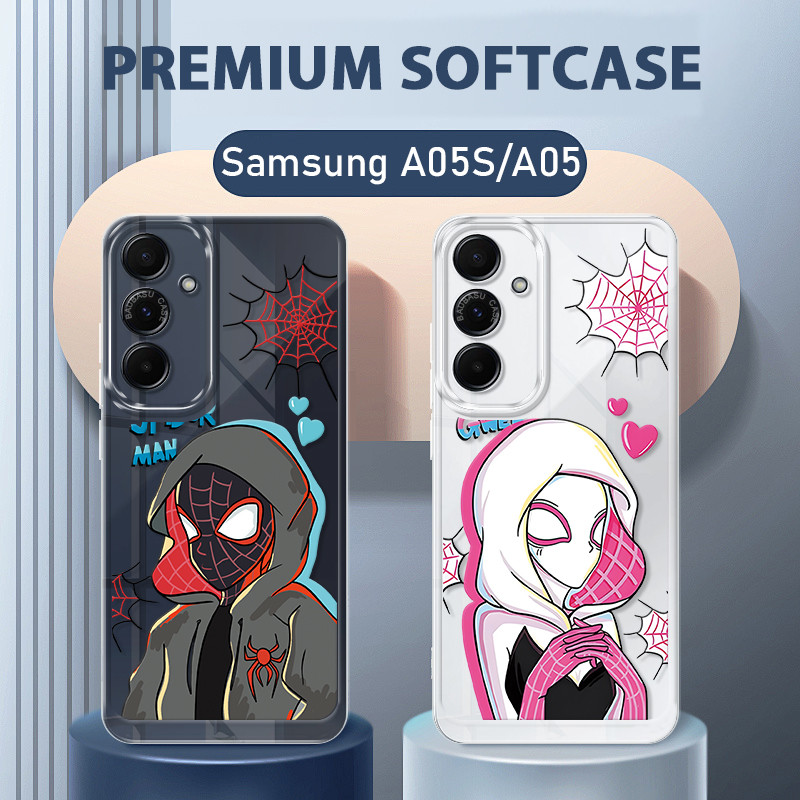 Spiderman Couple Soft Case Samsung A05s Lucu Terbaru Casing Galaxy A05s Spiderman Case Hp Clear Sams