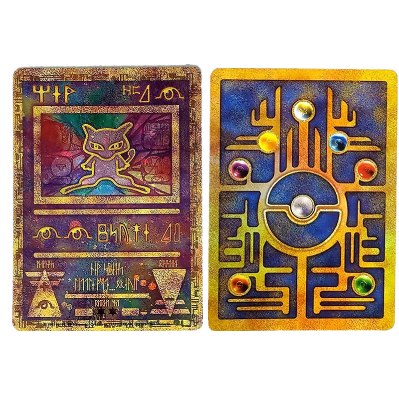 

PTCG Gold Card Ancient Mewtwo Mew Metal Card Battle Classic Game Anime Collection Cards Diy Gift Toys