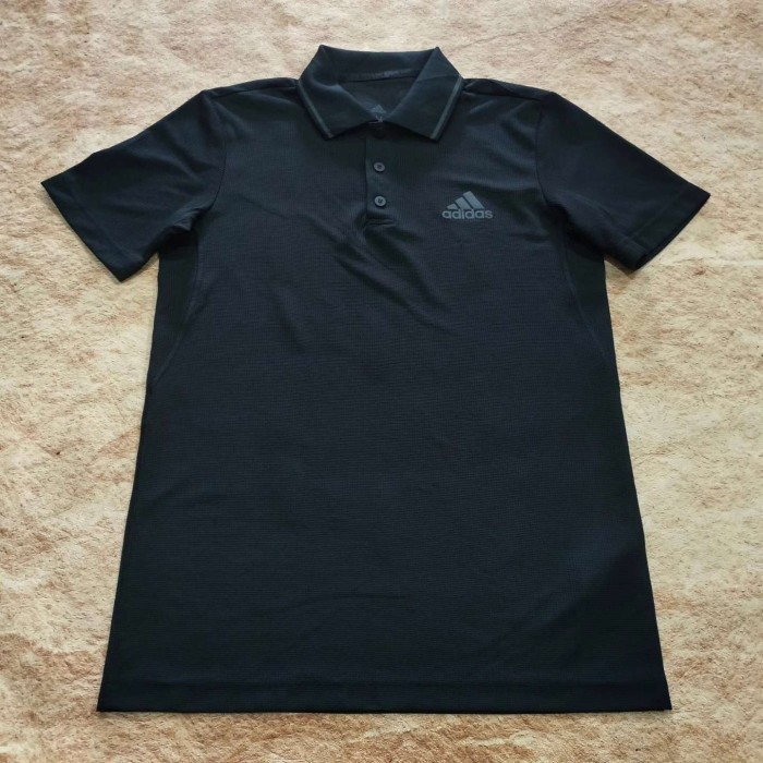 kaos polo pria hitam ADIDAS CLIMALITE made in Vietnam kaos krah pria casual polo shirt size S