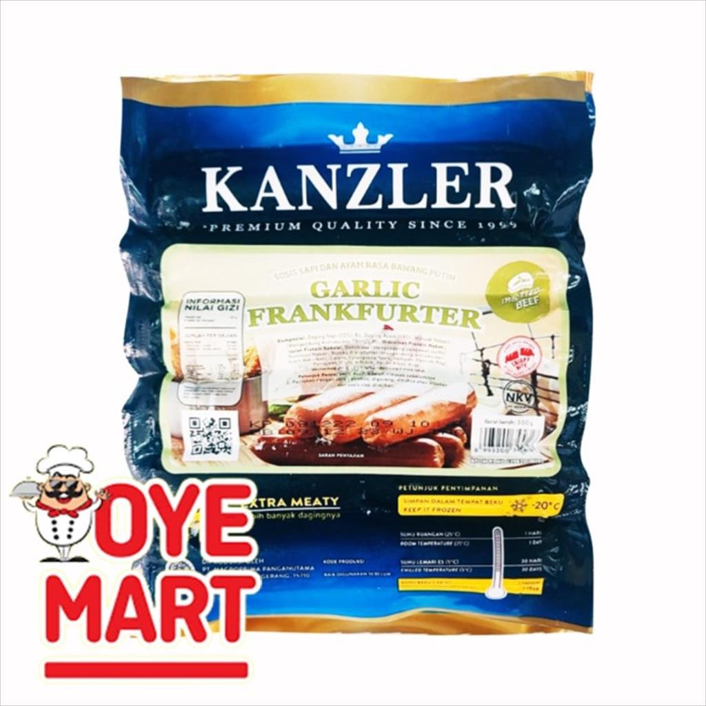 

KANZLER GARLIC FRANKFURTER 300GR ISI 6 SOSIS SAPI DAN AYAM RASA BAWANG PUTIH