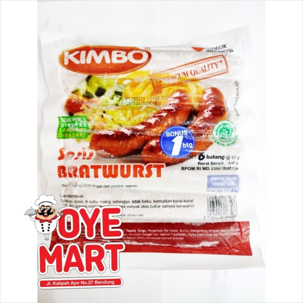 

KIMBO SOSIS BRATWURST 500GR ISI 6PCS / SOSIS SAPI DAN AYAM