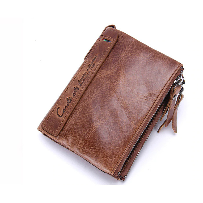 

Dompet Pria Dompet Kulit Asli Contact's Leather Men Wallet Hadiah Gift - Cokelat