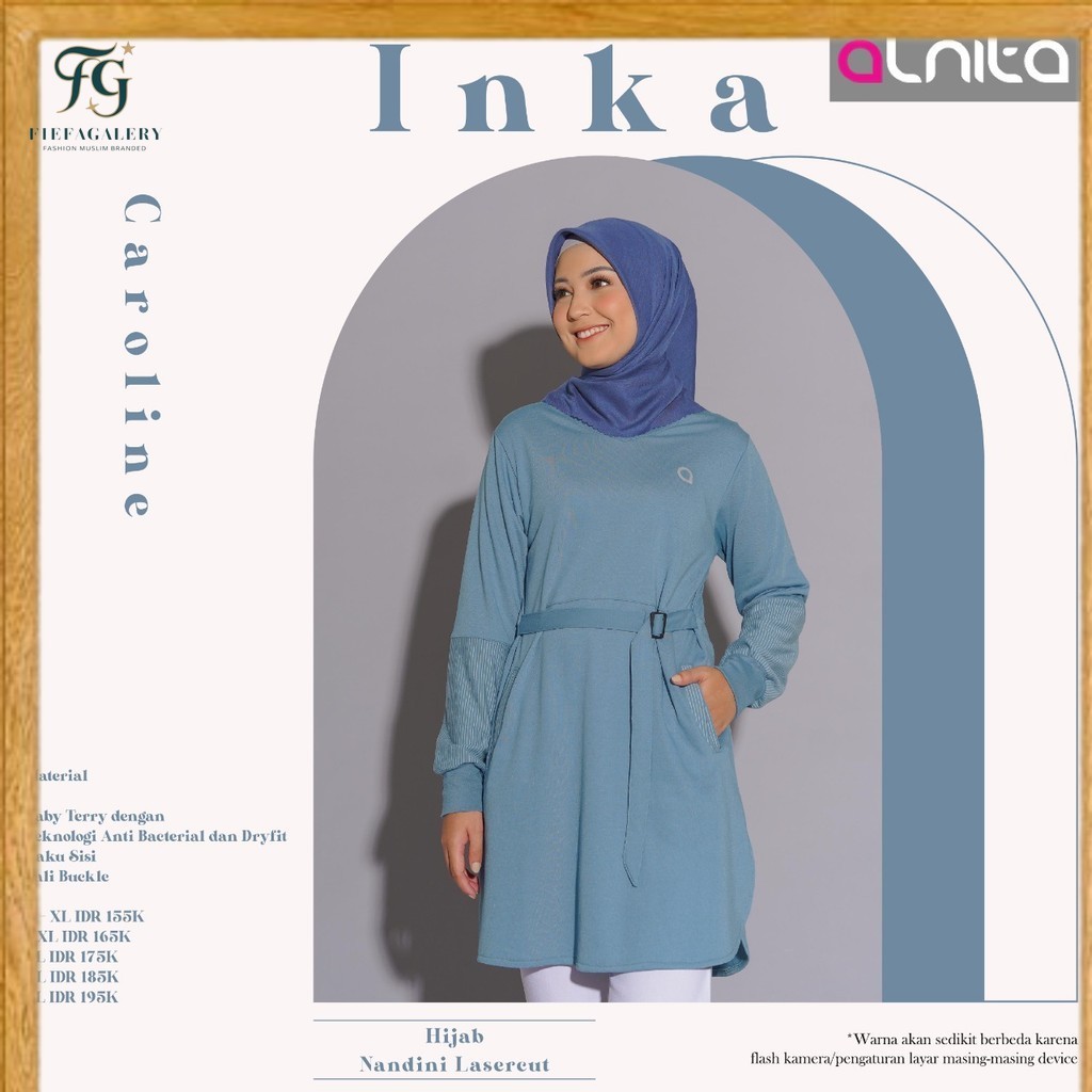 (Fg)Alnita NIBRAS Koleksi Terbaru/ Atasan Muslim Polos Bahan Katun Inka Tunik Simple Wanita By Nibra