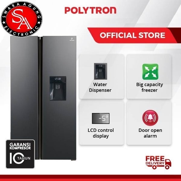 Kulkas Side By Side Dispenser Polytron Type: PRS480X (Khusus Medan)