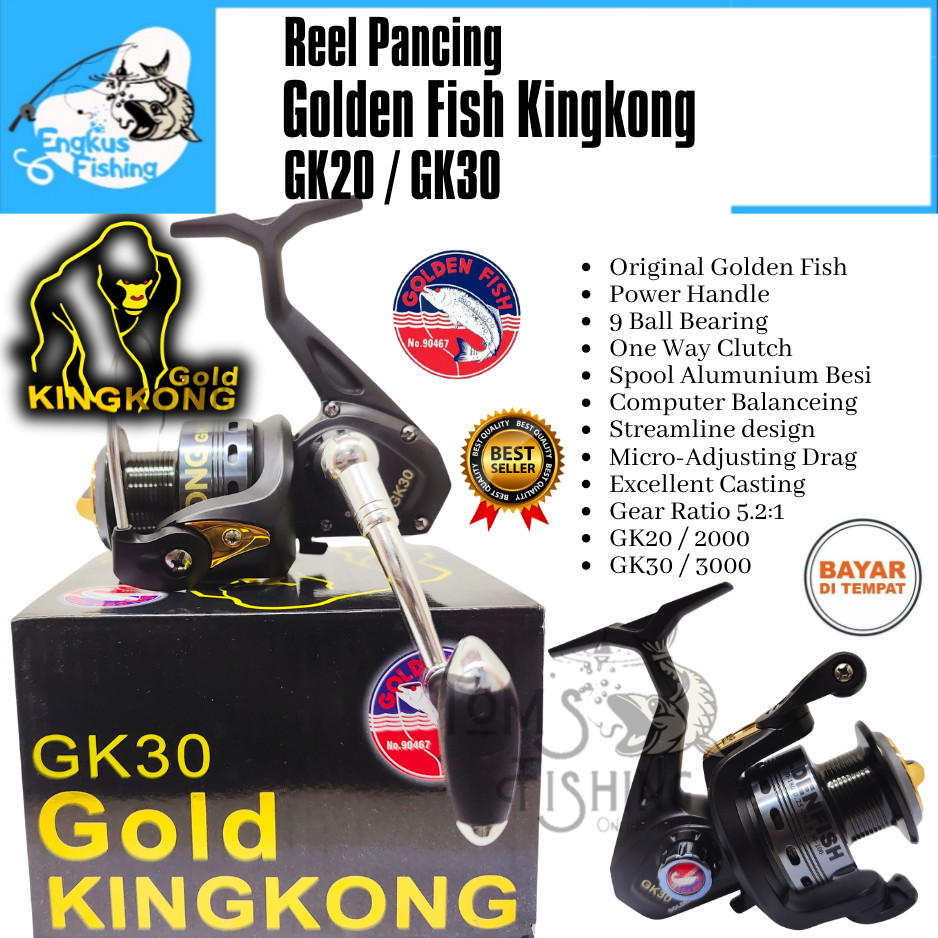 Reel Pancing Golden Fish Kingkong GK20 / GK30 (8 Bearing) One Way Murah - Engkus Fishing