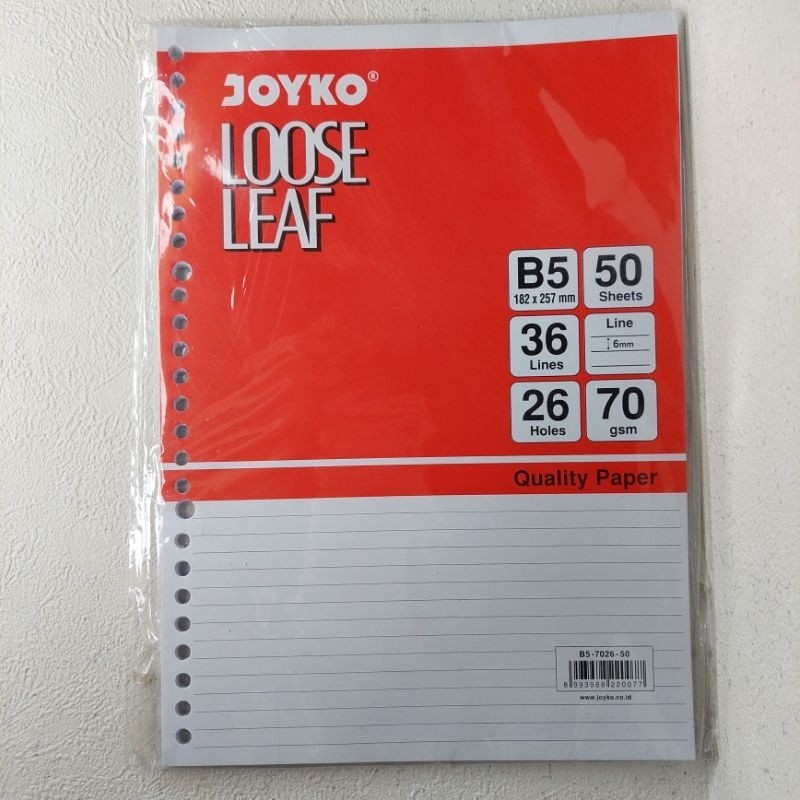 

JOYKO LOOSE LEAF Isi file binder besar B5 50lbr - PUTIH