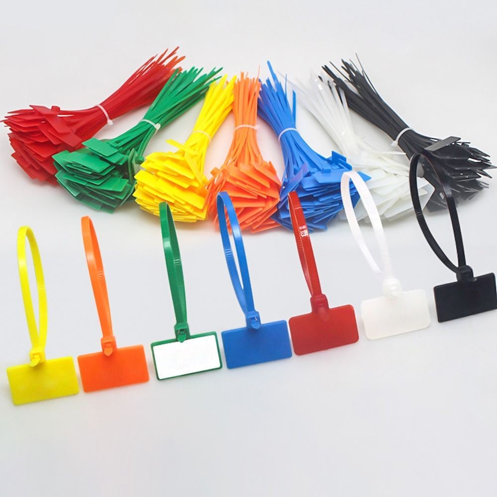 

100pcs Strapping Tape Markers Self-locking Zip Ties Mesh Wire Marker Nylon Ties Cable Tag Colorful Tag Cable Ties