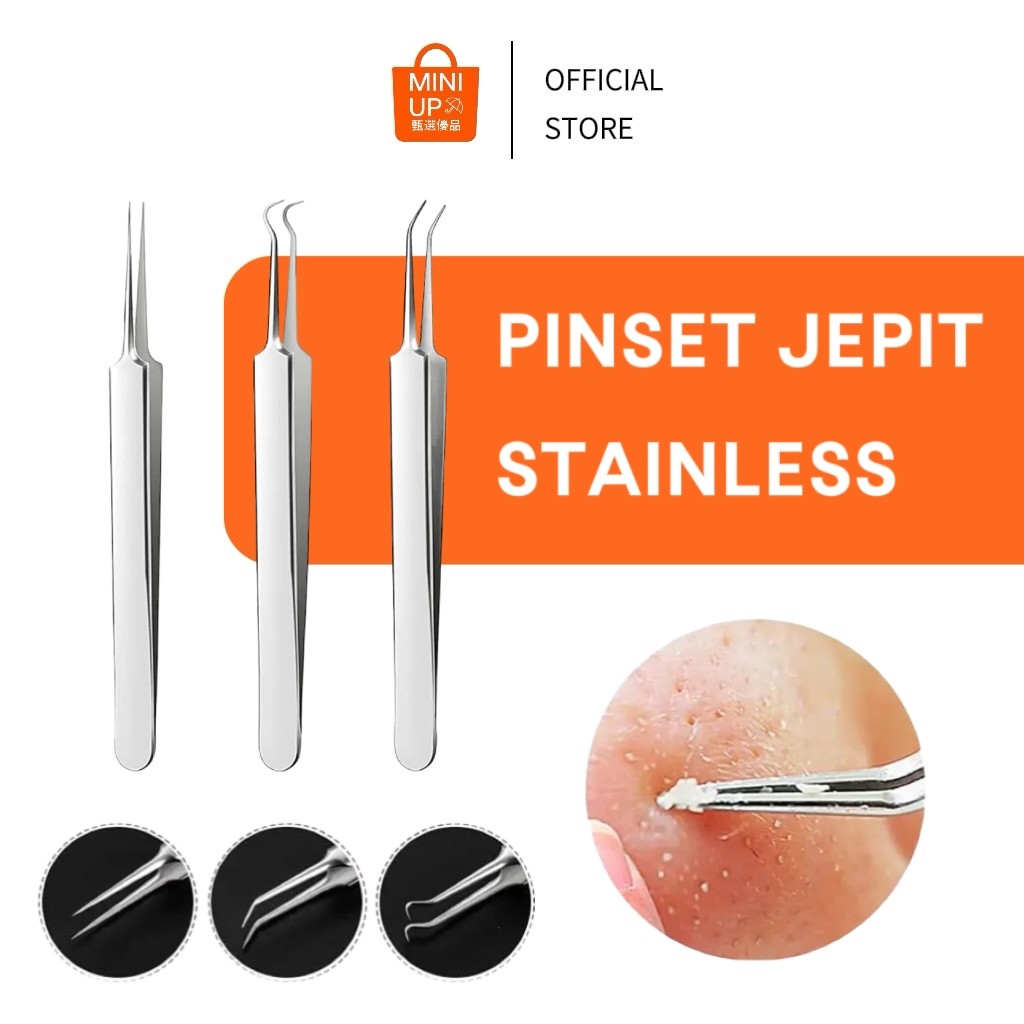 Pinset Jepit Komedo Stainless Steel Blackhead Tweezer Alat Capit Untuk Menghilangkan Komedo Penjepit