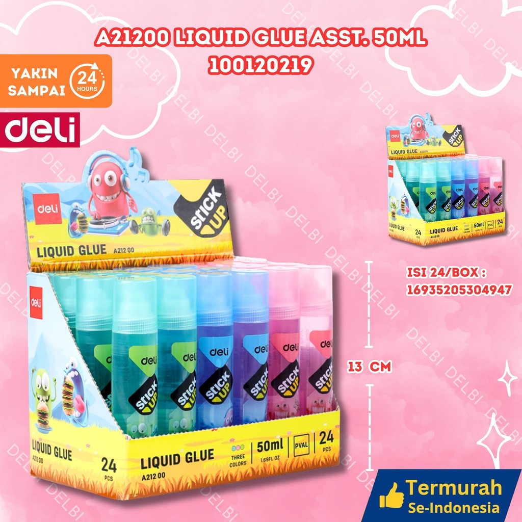 

Lem Kertas Deli Cair StickUP 50 ml - (1PCS) EA21200 LIQUID GLUE ASST . 50ML