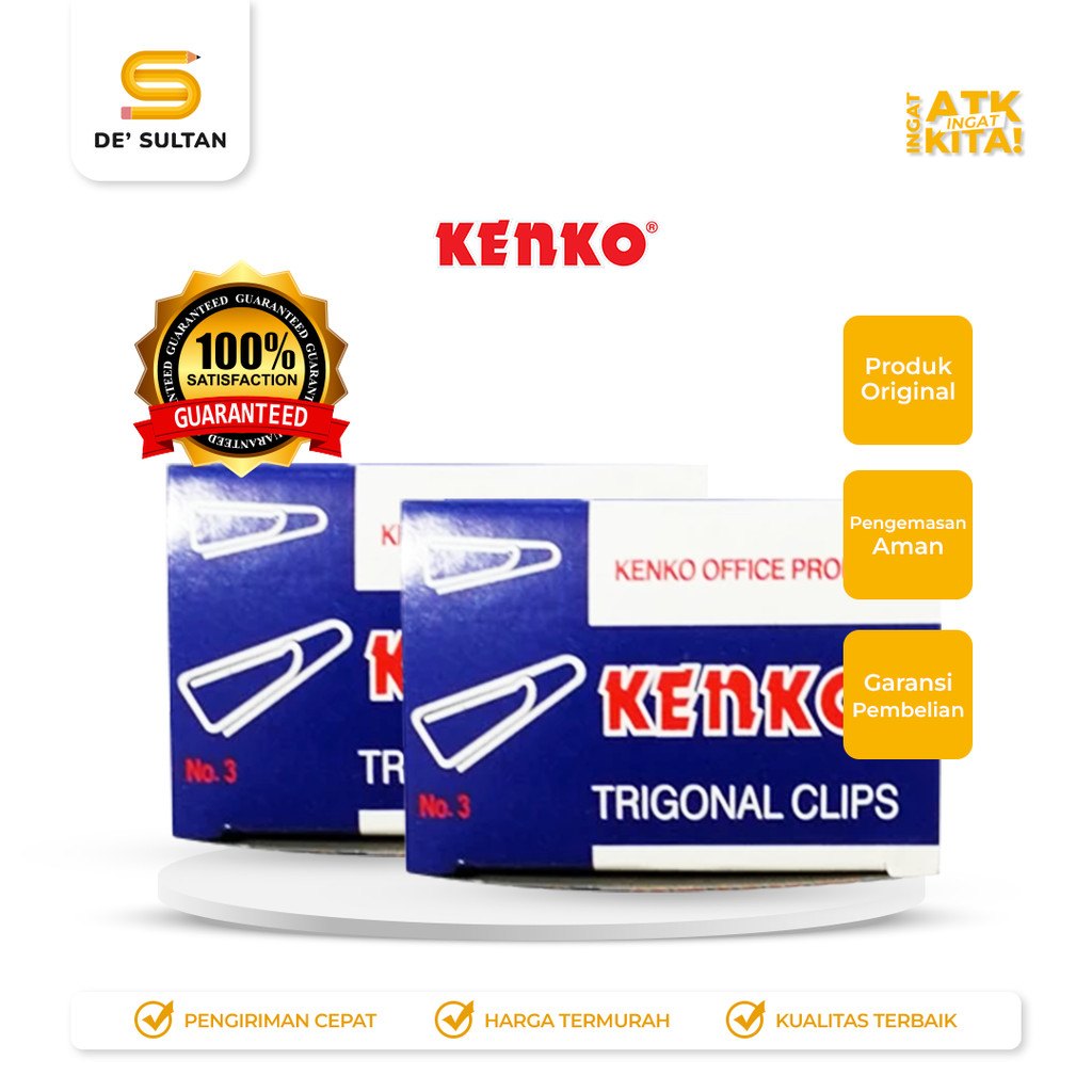 

KENKO KLIP KERTAS SEGITIGA/ TRIGONAL PAPER CLIP NO.3 (1PACK/ 10DUS)