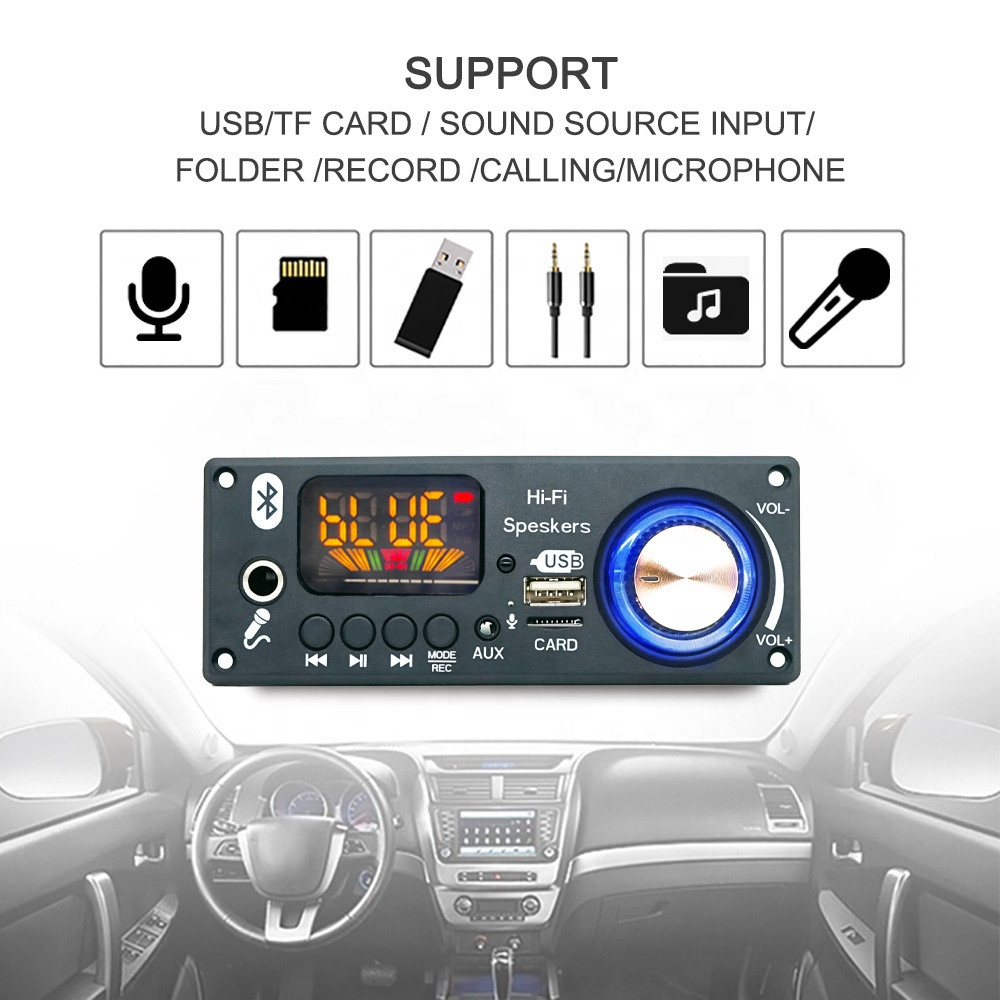 MODUL MP3 PLAYER BLUETOOTH RADIO MIC USB CARD AUX DC 12V REMOTE