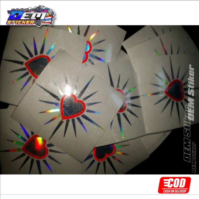 

stiker psht hati bersinar cutting hologram ukuran [5×5cm]