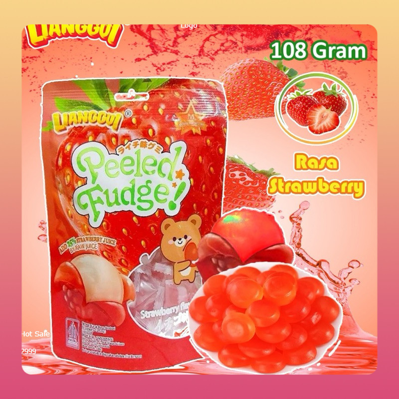 

[Permen kupas halal]LIANGGUI Peeled Fudge (Permen Kupas) permen kupas Permen buah cemilan manis| Permen Lunak Aneka Buah Viral | Candy Jelly Gummies Manggo Permen Lunak Rasa stroberi Jeruk 108 Gram