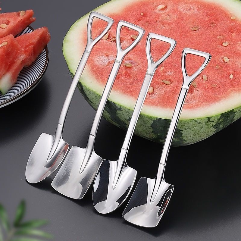 

Stainless Steel Coffee Tea Spoon Creative Shovel Scoop for Dinner Ice Cream Dessert Watermelon Kitchen Tableware Bar Tool