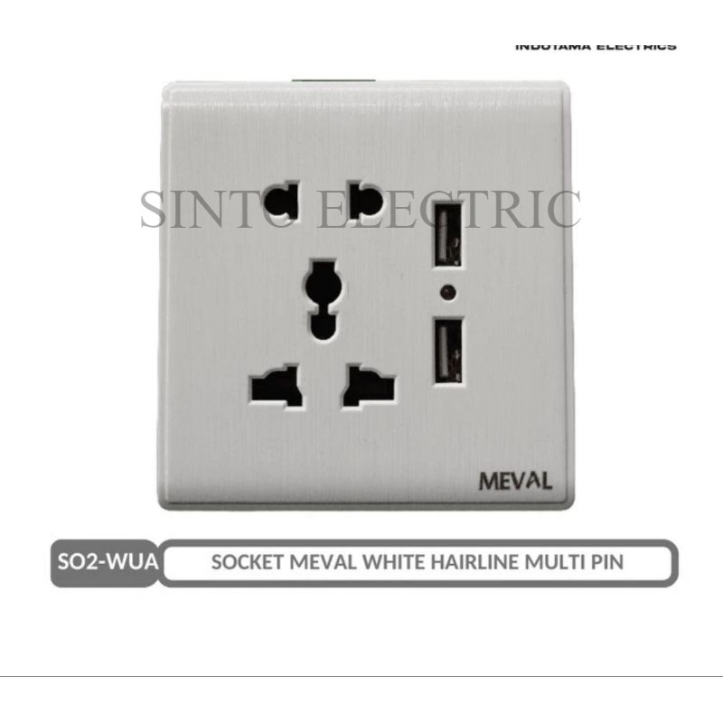 MEVAL Whiteline Stopkontak Universal + USB 2 socket