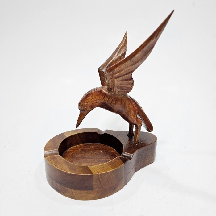 Asbak Rokok Kerajinan Kayu Jati Ukiran Model Burung Unik Klasik