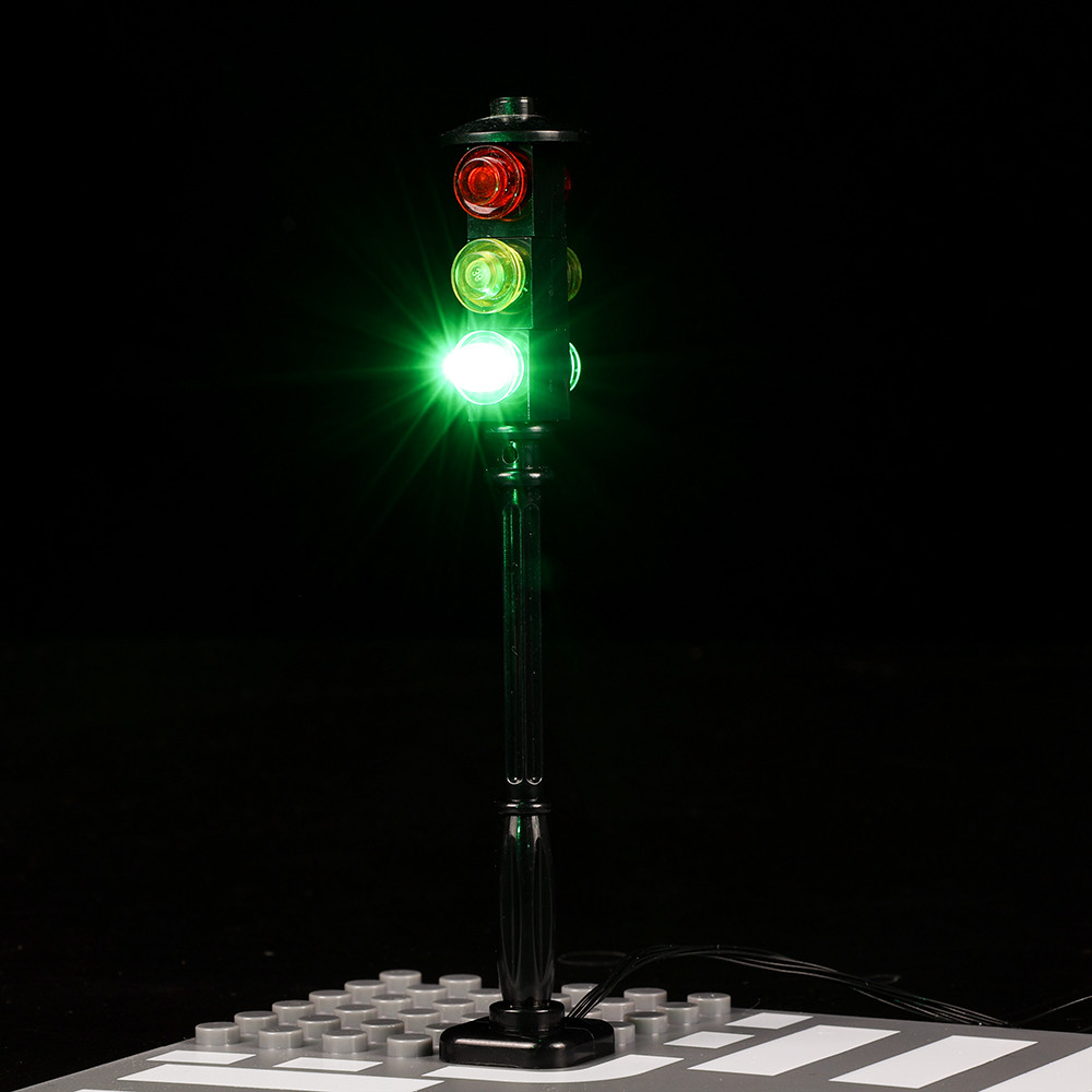 LED Street Traffic Signal Light For Lego City Series Bricks/Block Set Model