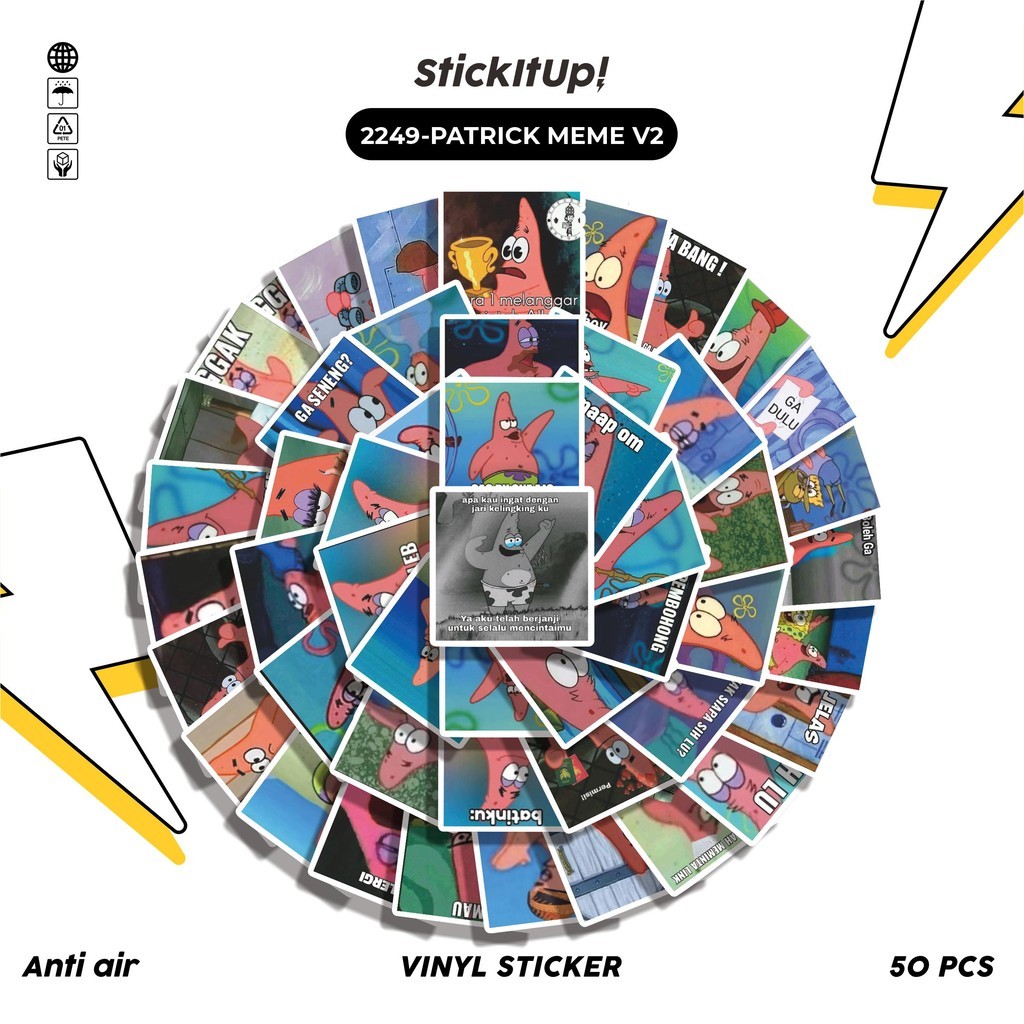 

COD✨ 50 Pcs Stiker PATRICK MEME V2 Lucu Anti Air Untuk Dekorasi Notebook Sepeda Skateboard Handphone DIY