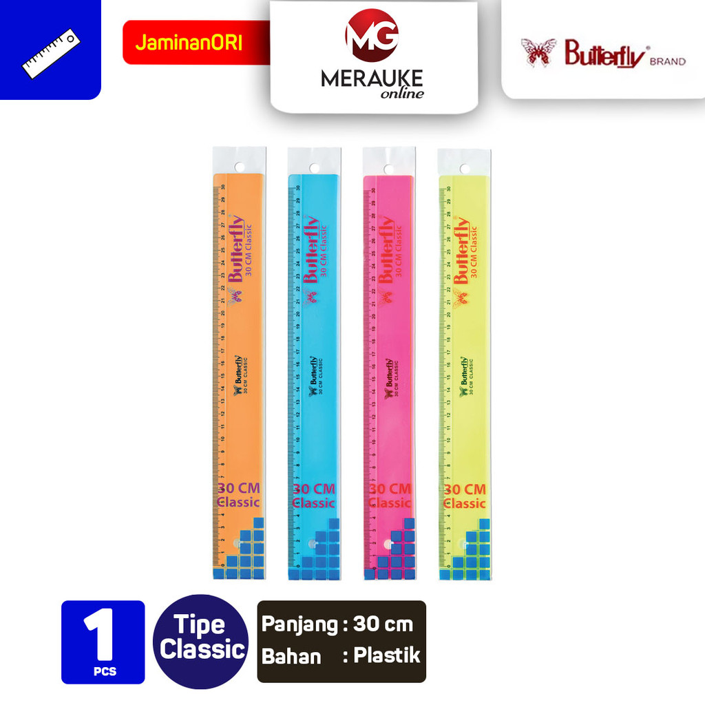 

Penggaris BUTTERFLY 30cm Classic Warna